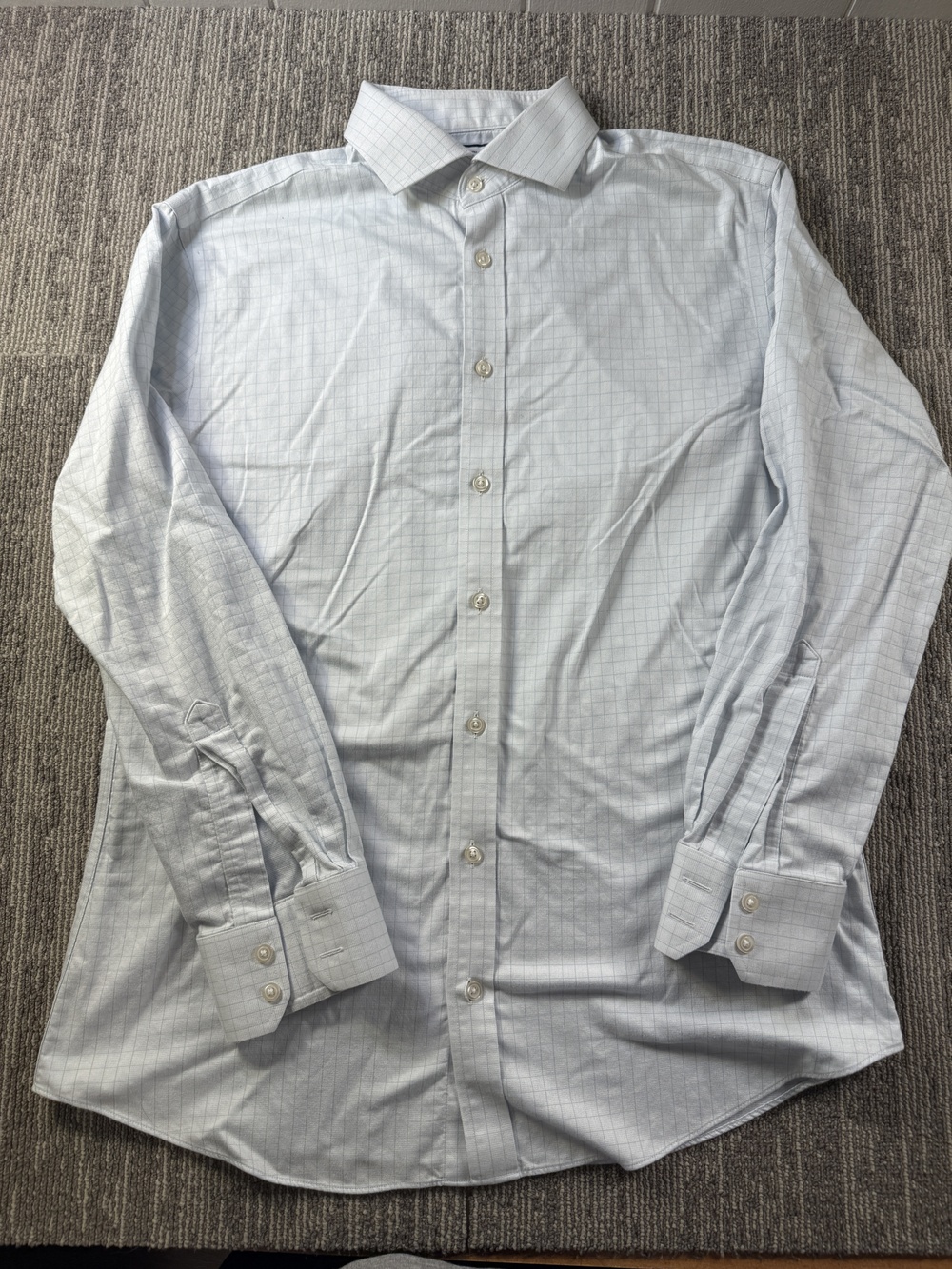 Charles Tyrwhitt Dress Shirt Mens 16 32/33 Blue Check Slim Non Iron LS
